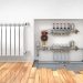 Heating concept. Underfloor heating with collector in the room. Concept of technology heating. 3d illustration