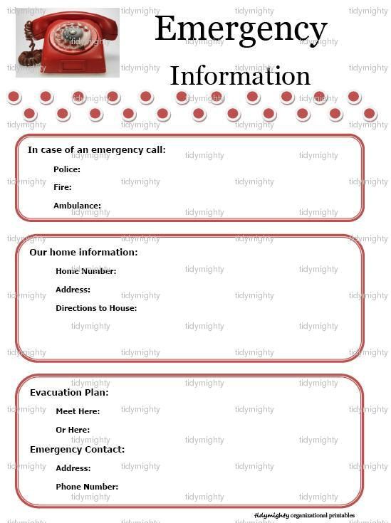 Free Printable Emergency Contact List Form