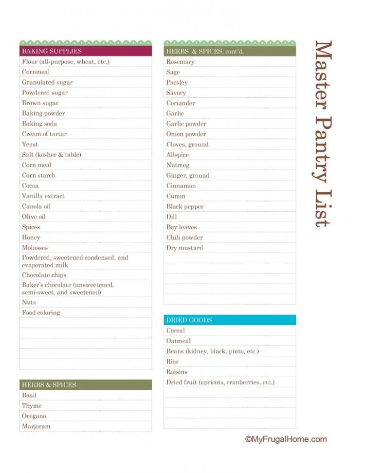 Free Printable Pantry List Keep an Inventory & Stay Organized