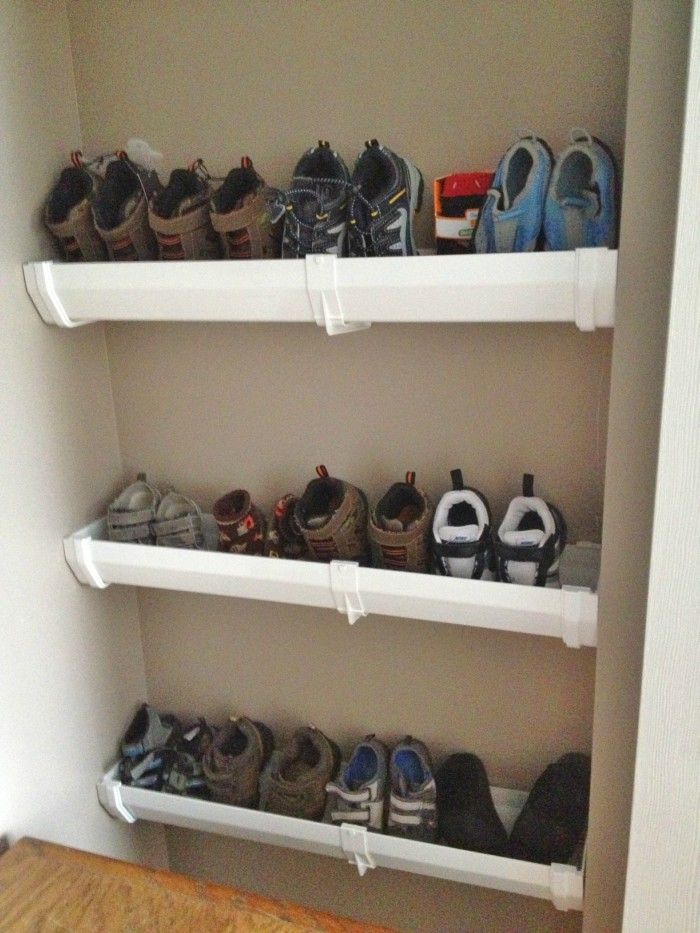 Mounting Rain Gutters on Wall to Keep Shoes from Kids Costumes