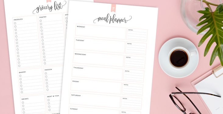 Printable Weekly Menu Planners and Grocery List