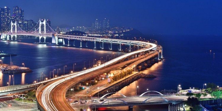 Busan Night Scene, Bridge, Busan, Night, Gwangan Bridge